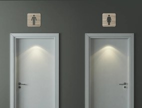 drevko Označenie toaliet - WC ženy, WC muži Rozmer obrazu: 11 x 11 cm, Farba dekorácie: Čierna