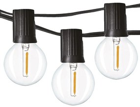 SOLIGHT LED vonkajšia reťaz s žiarovkami, 25 žiaroviek, 15m +5m, 20W, teplá biela