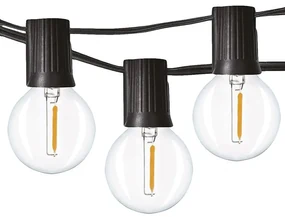 SOLIGHT LED vonkajšia reťaz s žiarovkami, 25 žiaroviek, 15m +5m, 20W, teplá biela
