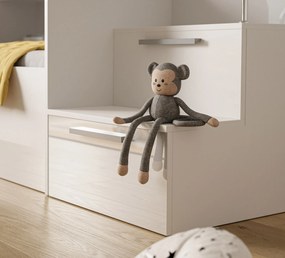 Detská poschodová posteľ DARMA + police + šuplíky biela / šedá