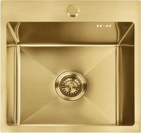 Rea Leo, 1-komorový oceľový drez 400x450x185 mm, zlatá matná, ZLE-06001