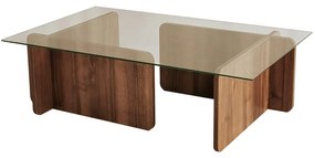 Konferenčný stolík ESCAPE orech/tvrdené číre sklo