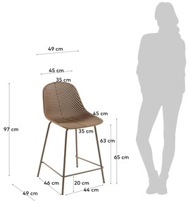 Béžová kovovo-plastová záhradná barová stolička Quinby – Kave Home