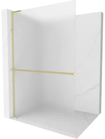 Mexen Kioto+ L, sprchová zástena Walk-In s poličkou a vešiakom 80 x 200 cm, 8mm sklo námraza, zlatý matný profil, 800-080-123-55-30