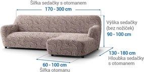 Bielastické poťahy BRILLANTE hnedé sedačka s otomanom vpravo (š. 170 - 300 cm)