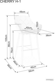 SI Čerešňová H-1 Velvet barová stolička
