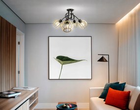 BERGE Závesná lampa LOFT - 4x E27 - malá drevená guľa