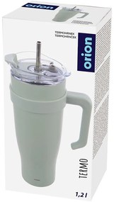 Šalviový zelený termo hrnček so slamkou 1,2 l Termo – Orion