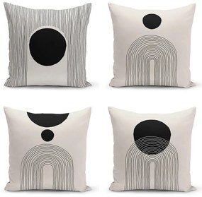 Čierno-béžové obliečky na vankúše v súprave 4 ks 43x43 cm - Minimalist Cushion Covers