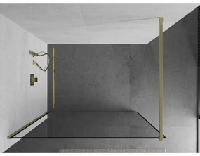 Mexen Kioto, sprchová zástena Walk-In 140 x 200 cm, 8mm číre sklo čierny vzor, zlatý matný profil, 800-140-101-55-70