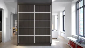 Posuvná skriňa Belgia IV, Farby: čierny / dub artisan, Osvetlenie: osvetlenie LED RGB - farebné