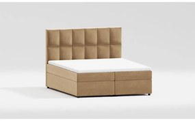 Okrovožltá boxspring posteľ s úložným priestorom 140x200 cm Flip – Ropez