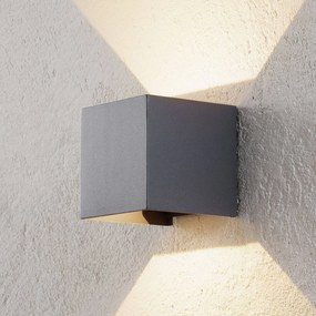 Vonkajšie nástenné LED svetlo Cube, čadičovo sivá