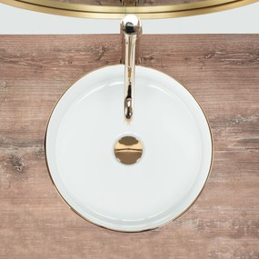 Rea Sami Gold Edge, umývadlo na dosku 36x36 cm, biela-zlatá, REA-U6758