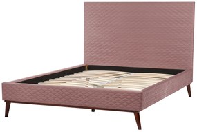 Zamatová posteľ 140 x 200 cm ružová BAYONNE Beliani