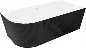 Mexen Silo Rohová Vaňa Drážkovaná 150x75cm Biela/Čierna Pravá