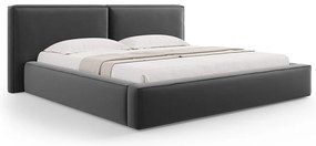 Micadoni Jodie dizajnová posteľ - Tmavosivá, Zamat, 160 cm
