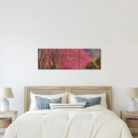 Obraz rozkvitnutých stromov (s hodinami) (90x30 cm)