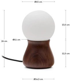 Tmavohnedá stolová lampa z kaučukového dreva (výška 26 cm) Okeni – Kave Home