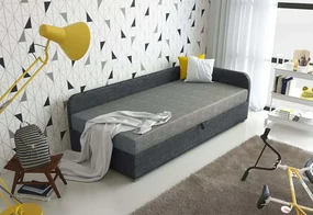 Čalúnená posteľ UNO + rošt + matrac, 80x200, Sawana21/05, pravý roh