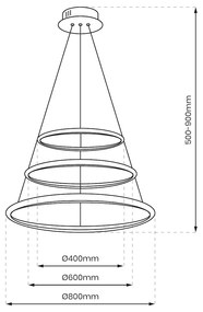 Závesné LED svietidlo Hoop, 3x LED 93w, 4000k, ch