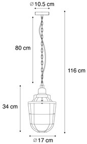 Sada 3 priemyselných závesných svietidiel čiernych - Cabin