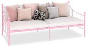 vidaXL Rám dennej postele ružový kovový 90x200 cm