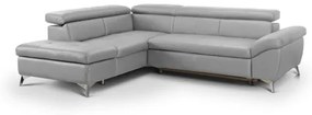 Kožená rohová sedacia súprava SALERNO II L, ľavá, sivá, rozkladacia