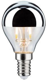 LED E14 827 kvapka zrkadlová hlava striebro 2,6 W