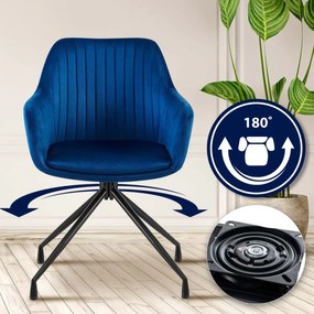 Jedálenská stolička Welby zamat - tmavo modrá