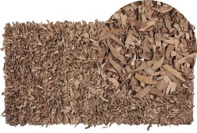 Kožený koberec 80 x 150 cm béžový MUT Beliani