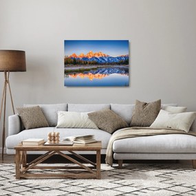 Sklenený obraz zasnežených horských štítov (70x50 cm)