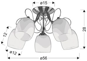 Prisadený luster AMBA 5xE27/40W/230V