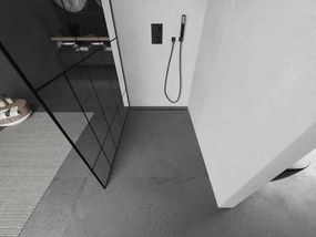 Mexen Kioto L, sprchová zástena Walk-In 70 x 200 cm, 8mm číre sklo čierny vzor, grafitový profil, 800-070-103-95-78