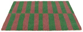 Rohožka z kokosového vlákna 40x60 cm Pink &amp; Green Half Stripes – Artsy Doormats