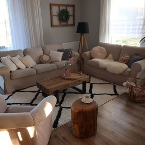 Koberec BERBER CROSS, biely, strapce, Maroko Shaggy