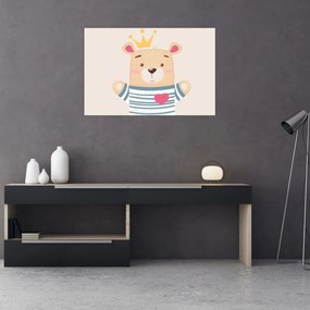 Obraz - Medvedík s korunkou (90x60 cm)