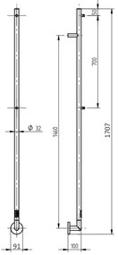 P.M.H. OL1SS - Elektrický sušiak na uteráky OLE, 24 W/230 V, 170 cm, IP44, leštená nerezová oceľ