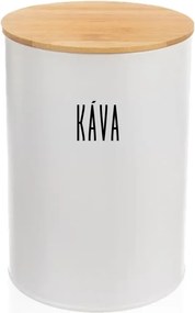 Orion 2. akosť - Dóza na potraviny, plechová, biela, s bambusovým viečkom - 0,8l