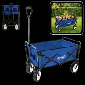Garden Line MODRÝ SKLADACÍ ZÁHRADNÝ VOZÍK 116 x 54 x 90 cm