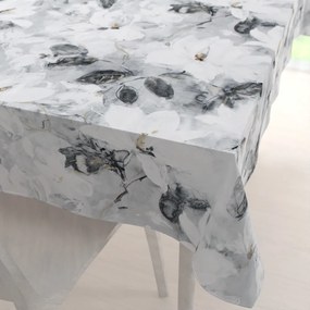 Biante Zamatový obdĺžnikový obrus Tamara TMR-006 Designové kvety na sivom 140x180 cm