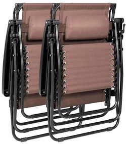 Zero gravity stolička s markízou a držiakom na pohár, 2 ks, viac farieb, hnedá