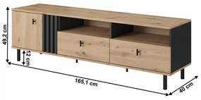 TV stolík Medis B 165 - dub artisan / čierny antracit