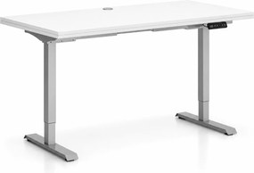 Výškovo nastaviteľný stôl SINGLE LAYERS, 160x80 cm, 2 motory, biela/sivá