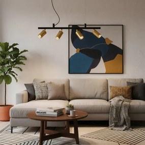 Ideal Lux - LED Luster na lanku DYNAMITE 4xGU10/7W/230V CRI 90 čierna/mosadz