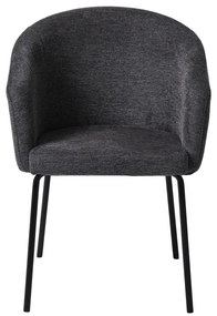 Tmavosivé čalúnené jedálenské kreslo s podrúčkami Easton – Unique Furniture