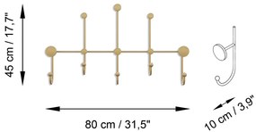 Nástěnný kovový věšák Iyon 80 cm zlatý