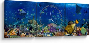 Obraz - Oceán (s hodinami) (90x30 cm)