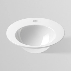 ALAPE EB.K400H okrúhle zápustné umývadlo s otvorom, bez prepadu, priemer 400 mm, biela alpská, s povrchom ProShield, 2003000000