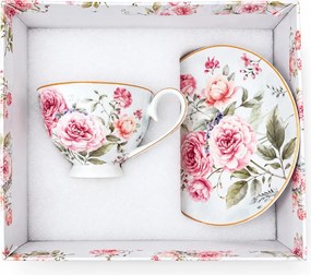 Home Elements Porcelánová šálka s podšálkou, 250 ml, Ruža
